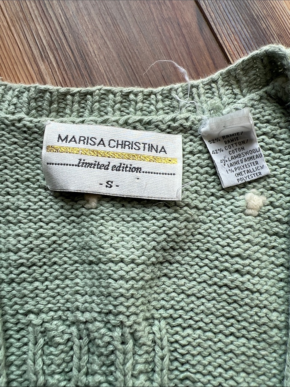 Vintage Marisa Christina Mint & Cream Holiday Knit Vest - Picture 4 of 9